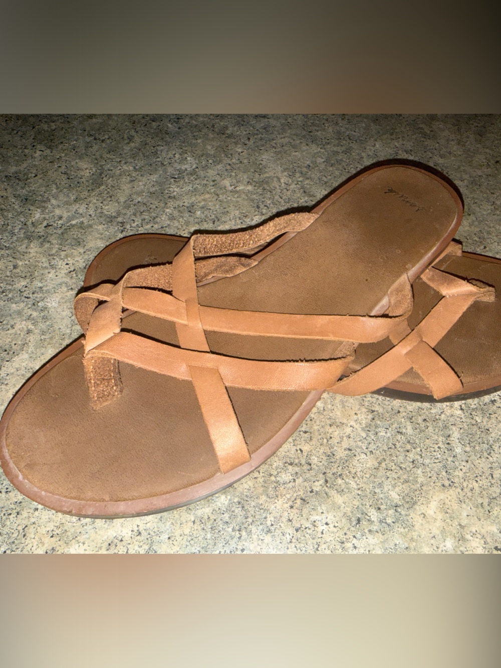 Women’s Tan Leather Crisscross Slide Sandals